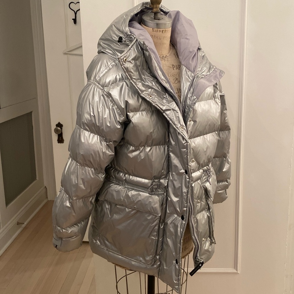 Adidas by Stella McCartney puffer silver jacket! Hoodie! Inside Vest EUC Size S